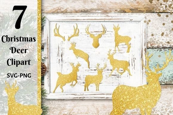 Gold Glitter Christmas Deer Clipart: A Versatile Addition to Your Creative Projects