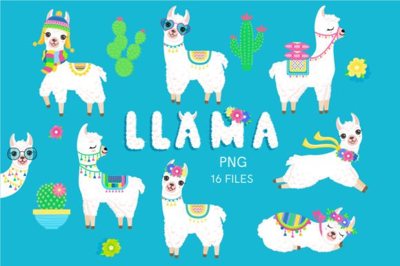 Llamas Clip Art PNG: A Versatile Graphic Set for Creative Projects