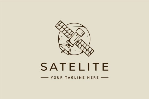 Satellite Space Logo Line Art Vector: A Modern Graphic Design Essential for Communication and Creativity