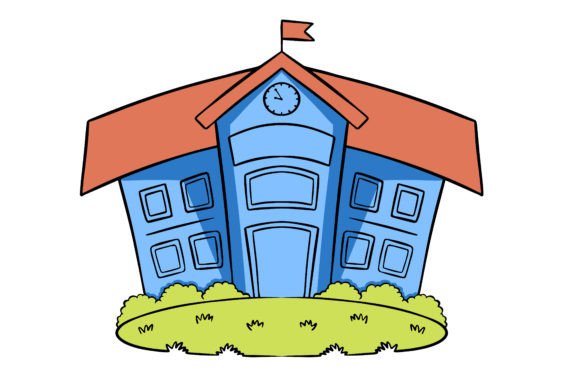 School Student House Vector Graphic