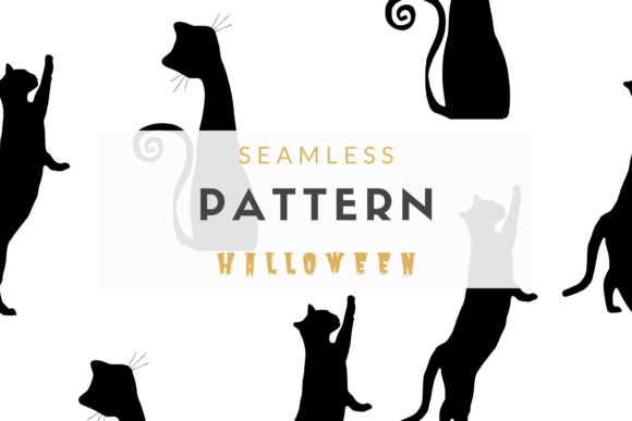 Seamless Pattern Black Cat Halloween