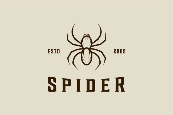 Spider Insect Logo Vector Line Design