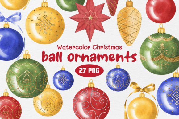 Watercolor Christmas Ball Ornaments